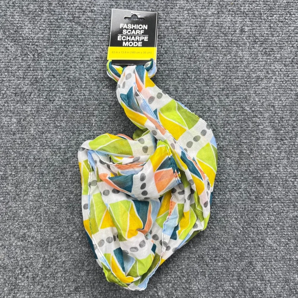 Fashion Scarf Geometric Abstract Lightweight Triangle Pattern Multicolor Scarf